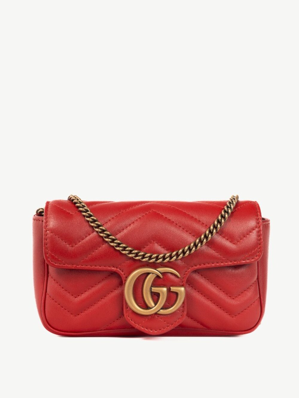 Gucci GG Marmont Hibiscus Red Matelassé Leather Super Mini Bag